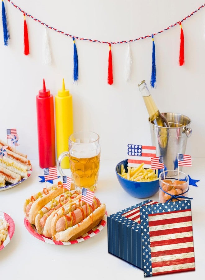 Merriva 50 Count American Flag Paper Napkins, Disposable Patriotic Party Cocktail Napkins for 4th of July, Memorial Day, Veterans Day, Independence Day BBQ, Military Homecoming, and Picnic Table Decorations - Image 4